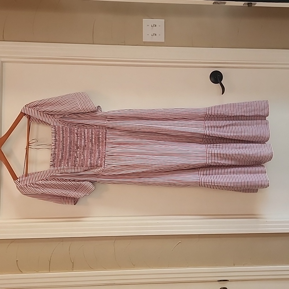 Old Navy Red and White Striped Midi Dress